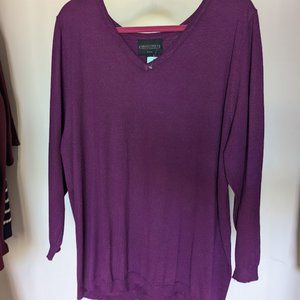 Absolutely Creative Worldwide V-Neck Pullover 2X Burgandy
